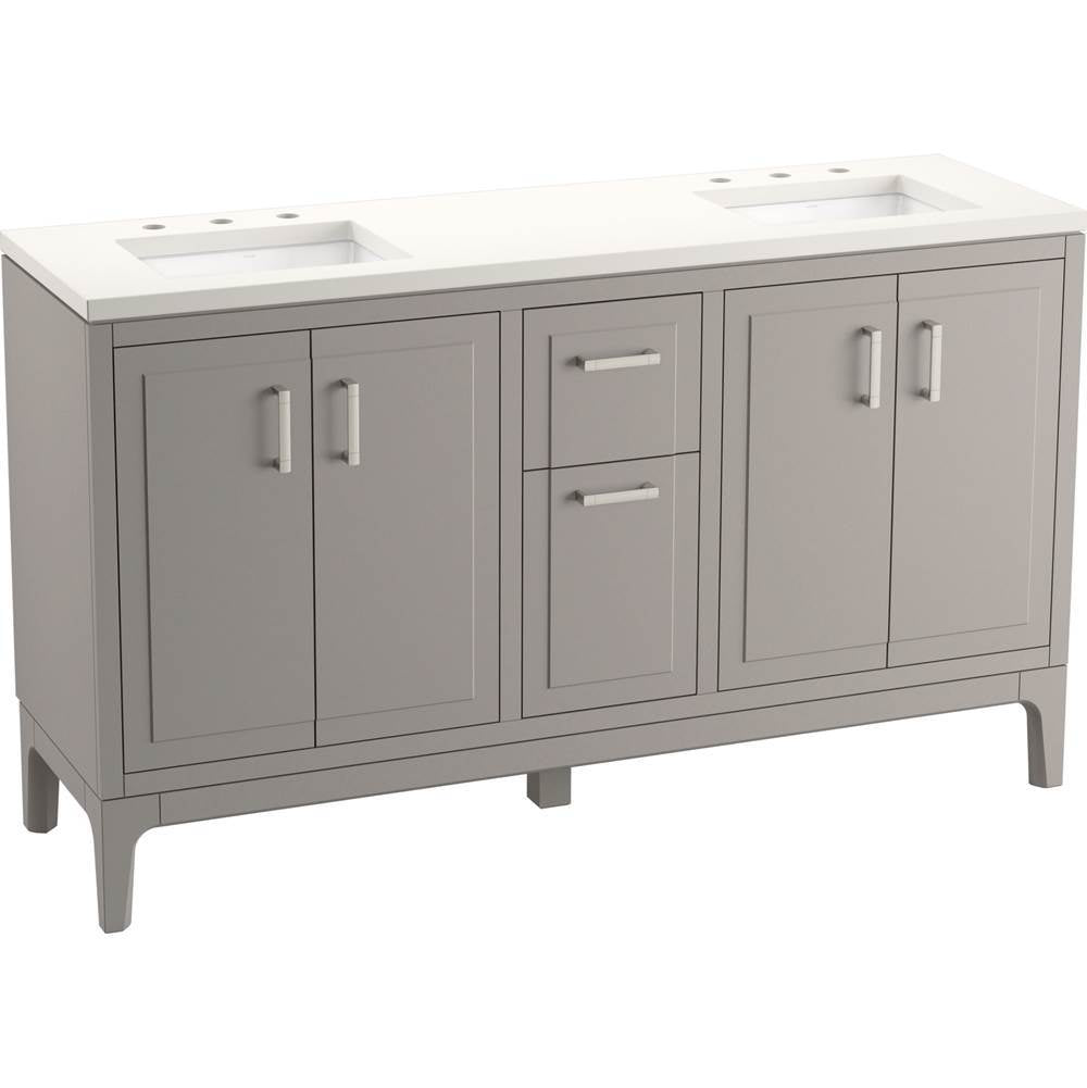 Kohler - Seer 60'' bathroom vanity cabinet with sinks and quartz top - Mohair Grey