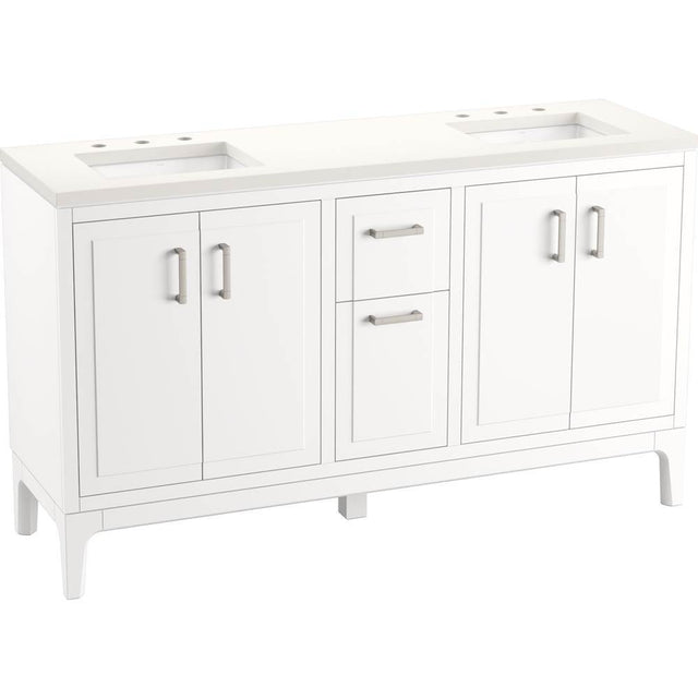 Kohler - Seer 60'' bathroom vanity cabinet with sinks and quartz top - White