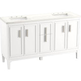 Kohler - Southerk 60'' bathroom vanity cabinet with sinks and quartz top - White