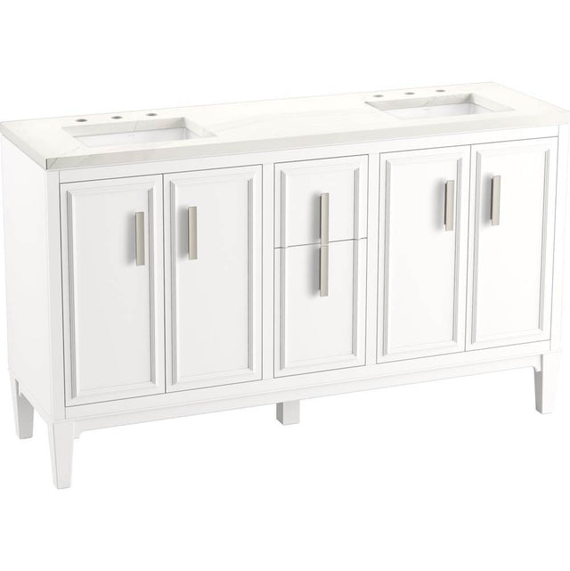 Kohler - Southerk 60'' bathroom vanity cabinet with sinks and quartz top - White