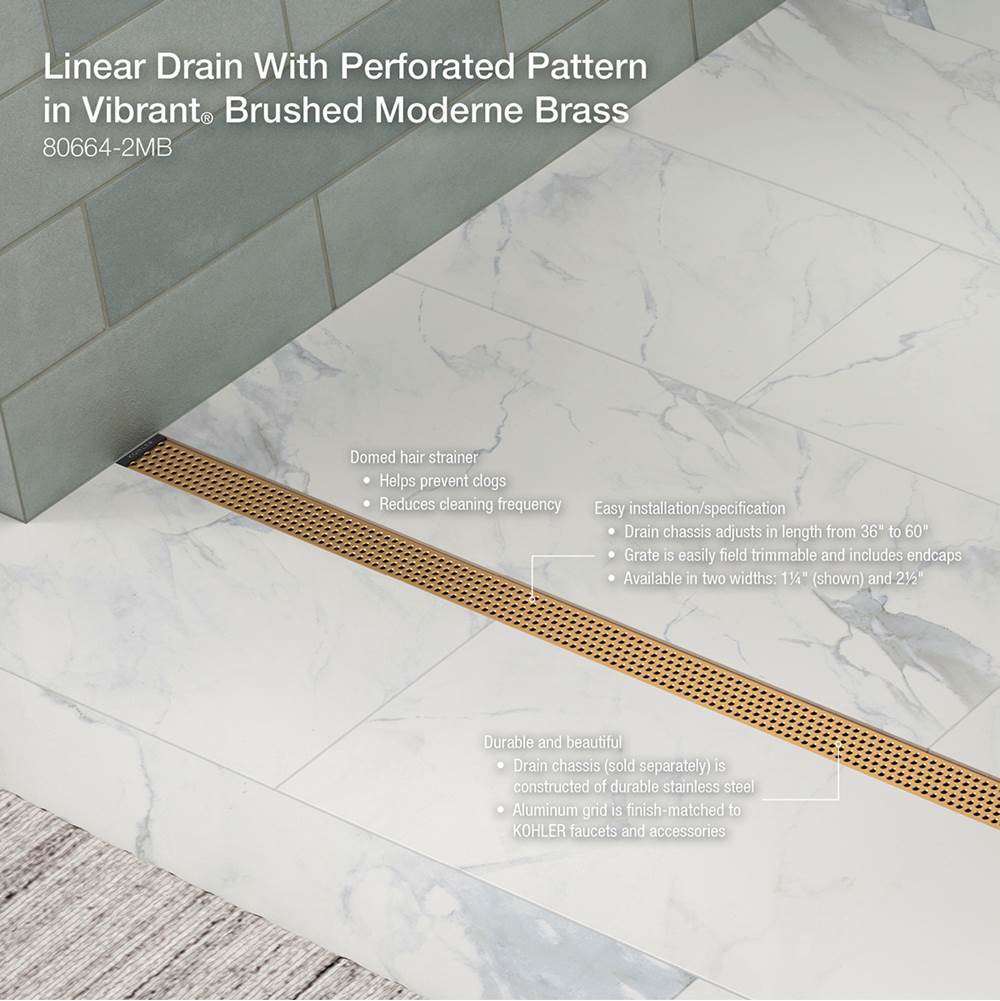 2-1/2'' x 36'' linear drain grate with perforated pattern