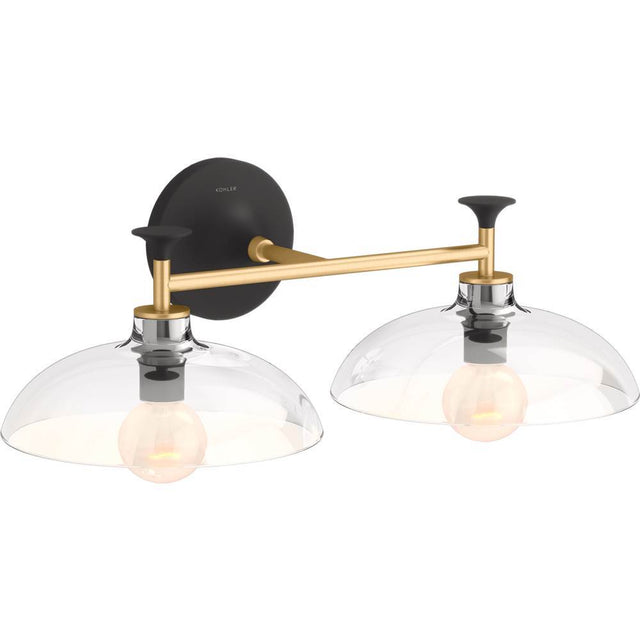 Kohler - ToneE Two-light sconce - Black with Brass Trim