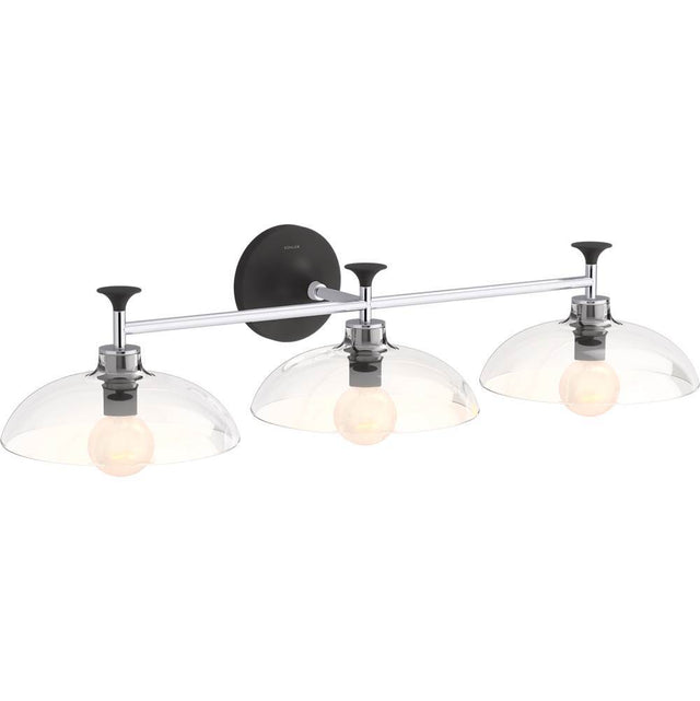 Kohler - ToneE Three-light sconce - Polished Chrome With Matte Black