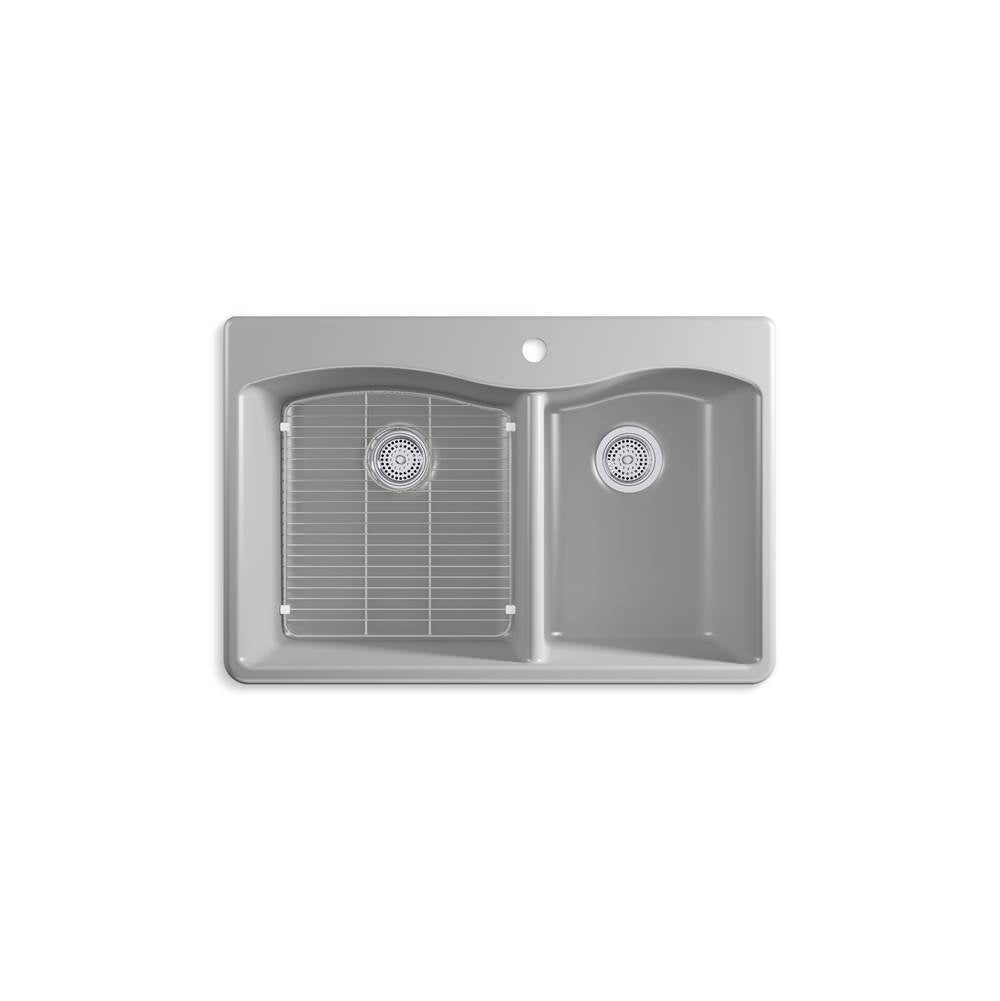 Kohler - Kennon 33'' top-/undermount double-bowl kitchen sink - Matte Grey
