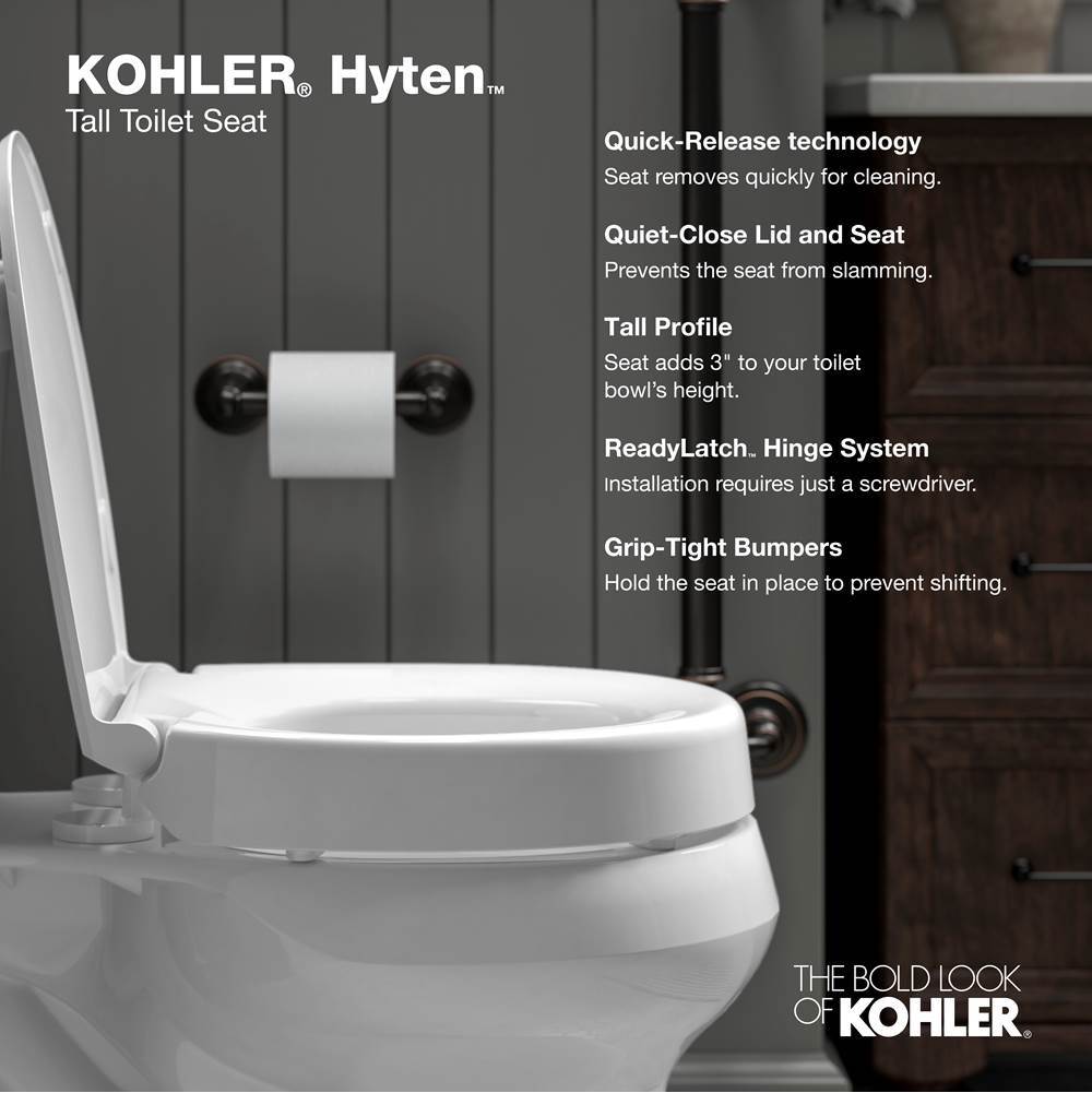 Hyten Elevated Quiet-CloseE round-front toilet seat
