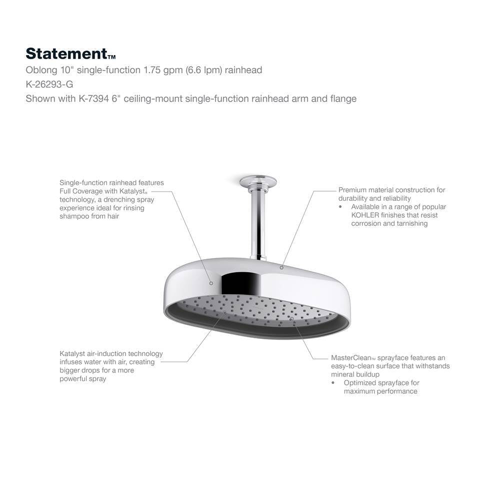 Statement Oblong 12'' single-function rainhead, 1.75 gpm