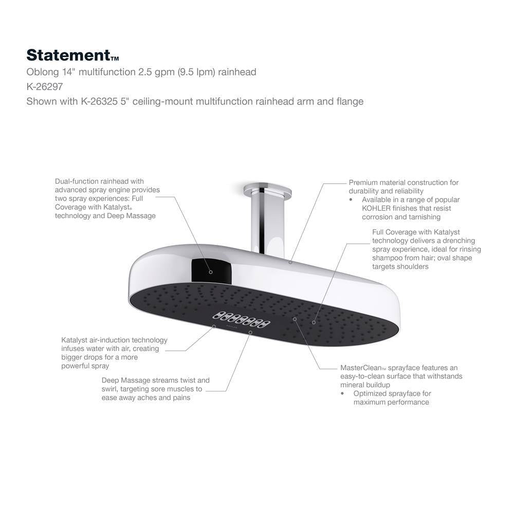 Statement Oblong 18'' two-function rainhead, 2.5 gpm