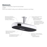 Statement Oblong 18'' two-function rainhead, 2.5 gpm
