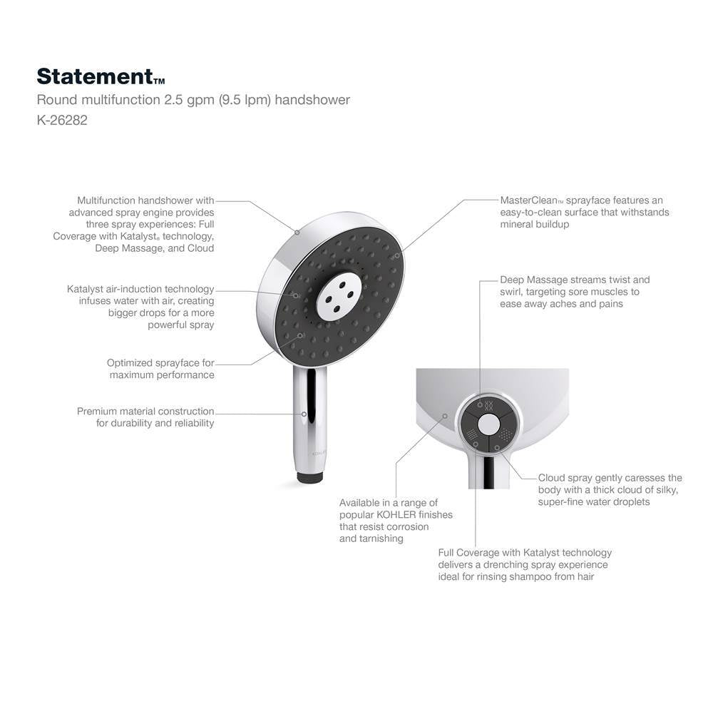 Statement Round three-function handshower, 2.5 gpm