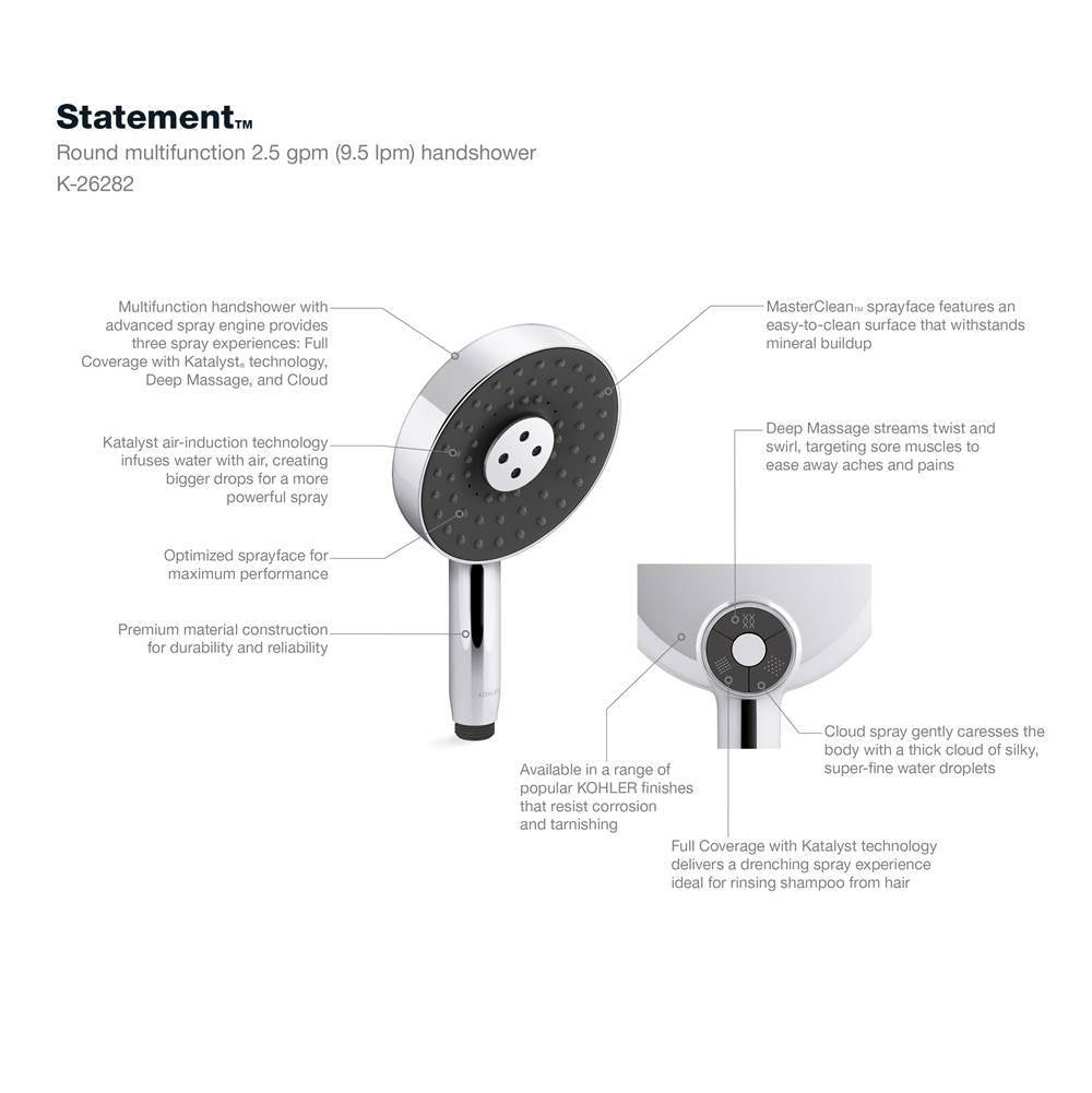 Statement Round three-function handshower, 2.5 gpm