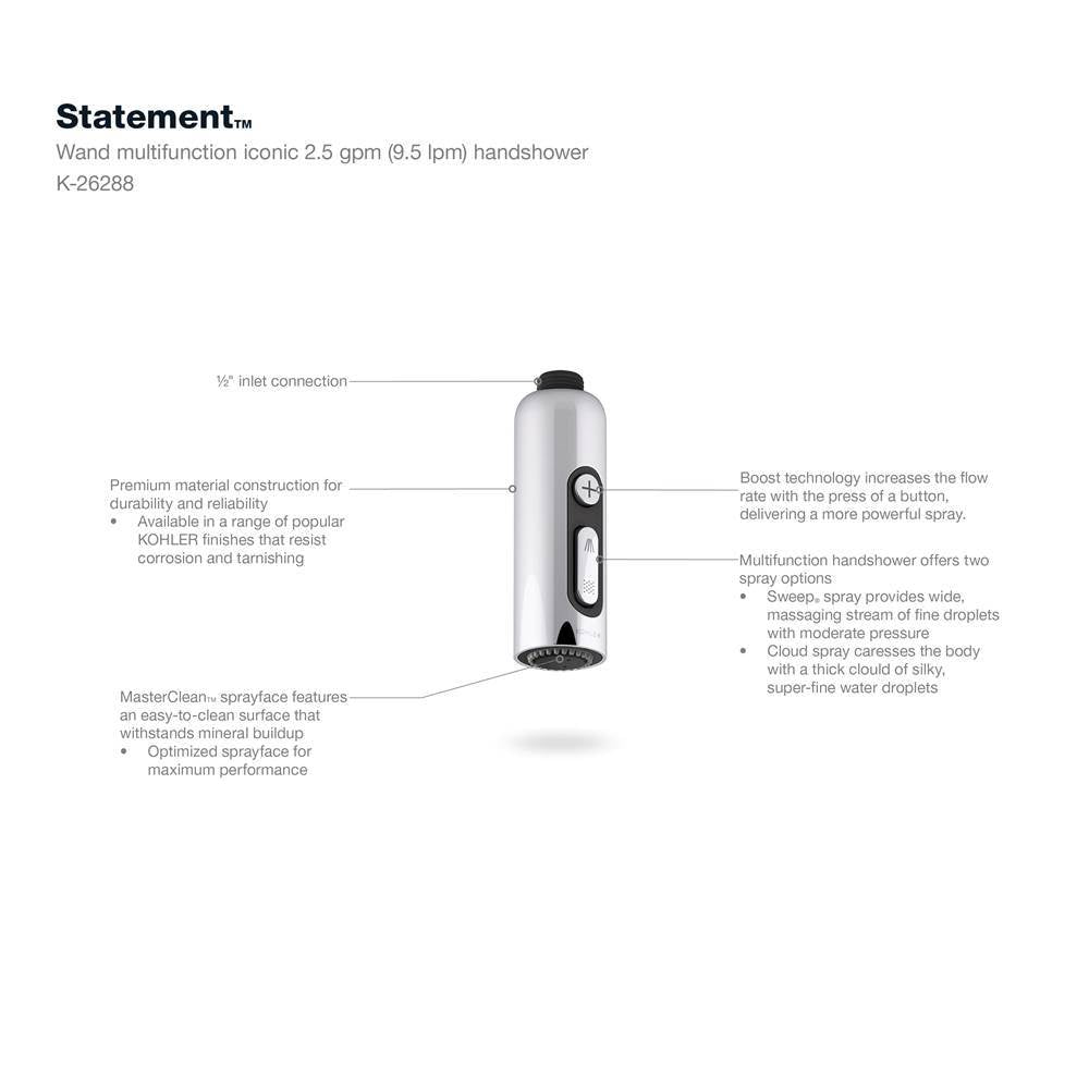 Statement Iconic wand two-function handshower, 2.5 gpm