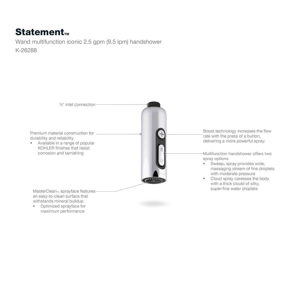 Statement Iconic wand two-function handshower, 2.5 gpm