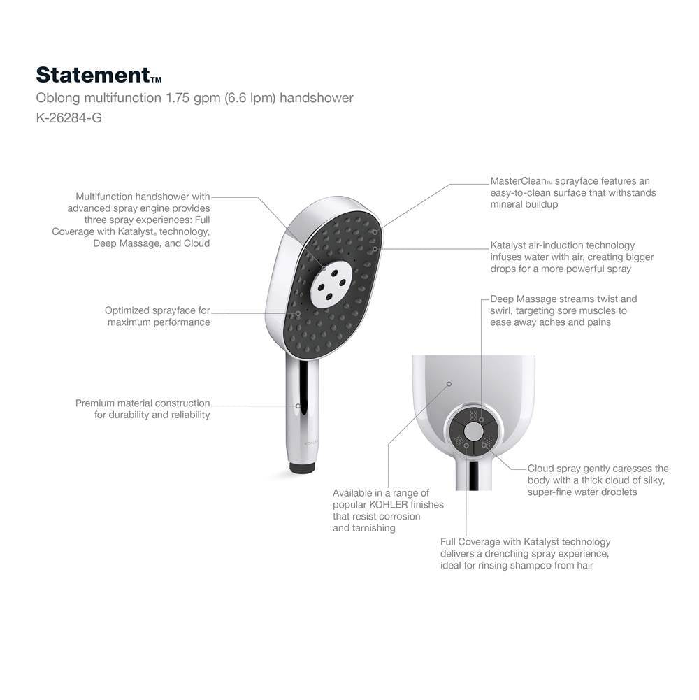 Statement Oblong three-function handshower, 1.75 gpm