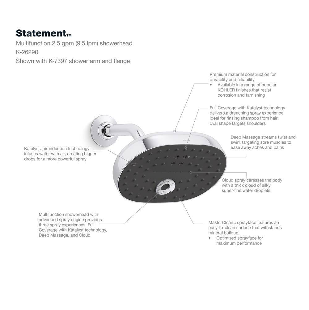 Statement Three-function showerhead, 2.5 gpm