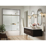 Levity Plus Frameless sliding bath door, 61-9/16'' H x 56-5/8 - 59-5/8'' W, with 5/16''-thick Crystal Clear glass