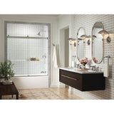 Levity Plus Frameless sliding bath door, 61-9/16'' H x 56-5/8 - 59-5/8'' W, with 5/16''-thick Crystal Clear glass