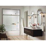 Levity Plus Frameless sliding bath door, 61-9/16'' H x 56-5/8 - 59-5/8'' W, with 5/16''-thick Crystal Clear glass