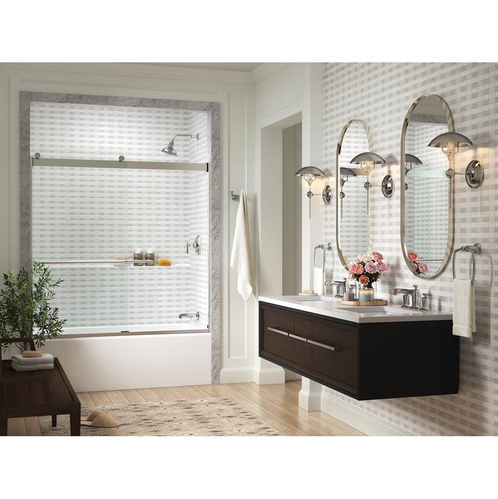 Levity Plus 61-9/16'' H sliding bath door with 3/8''-thick glass