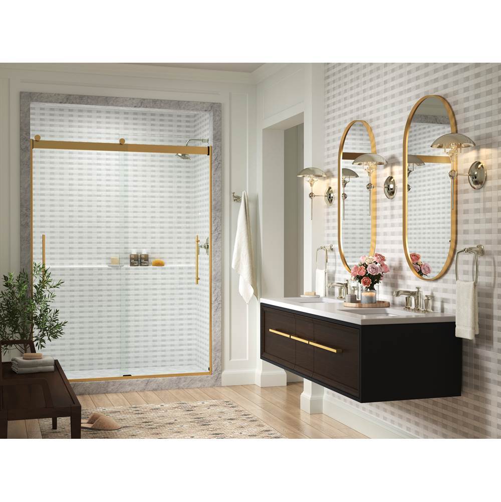 Levity Plus Frameless sliding shower door, 81-5/8'' H x 56-5/8 - 59-5/8'' W, with 3/8''-thick Crystal Clear glass