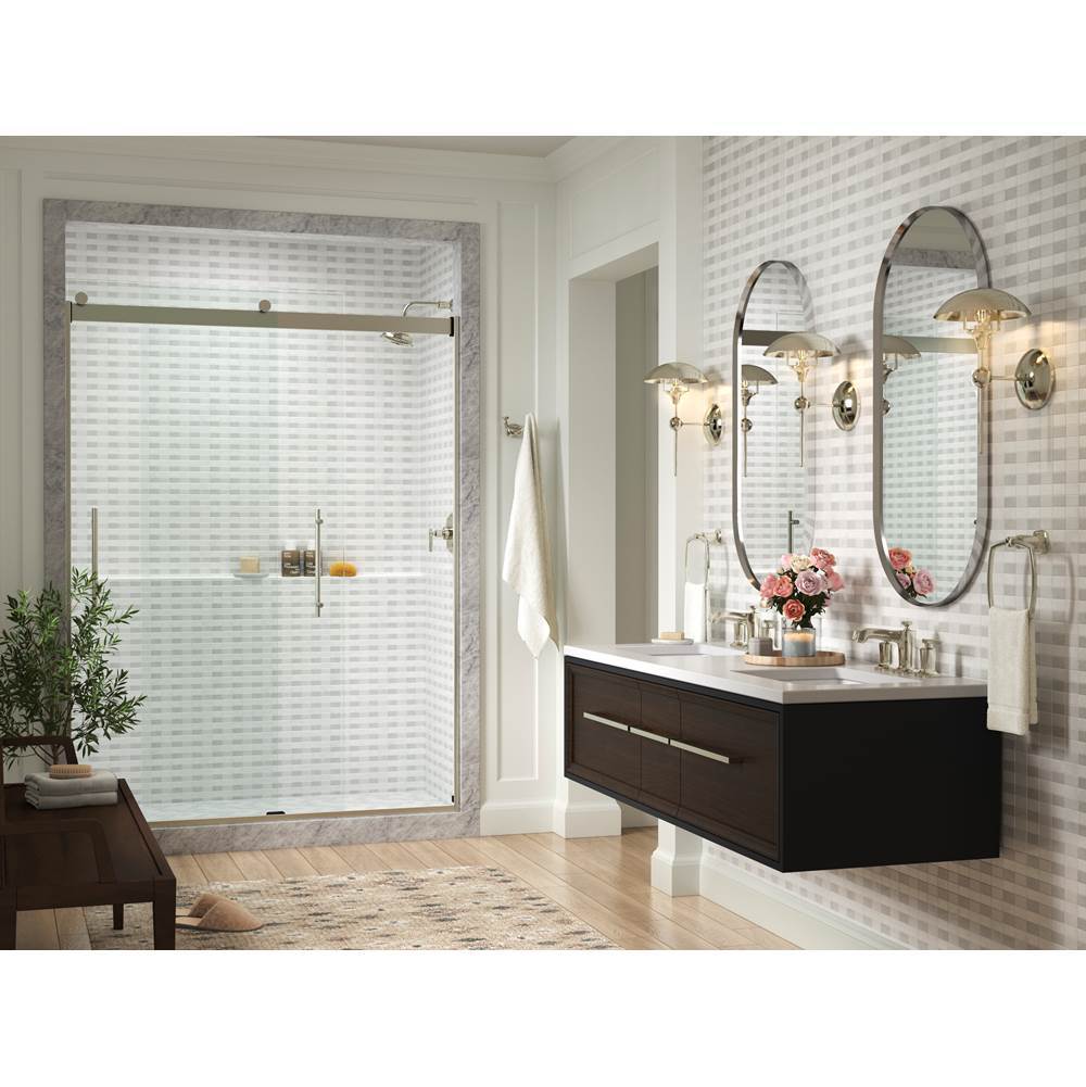 Levity Plus Frameless sliding shower door, 81-5/8'' H x 56-5/8 - 59-5/8'' W, with 3/8''-thick Crystal Clear glass