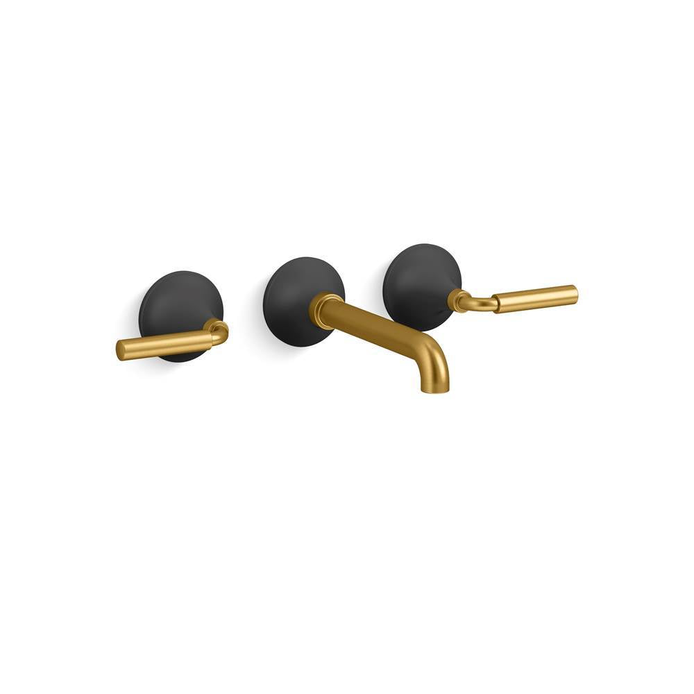 Kohler - ToneE Wall-mount bathroom sink faucet trim, 1.2 gpm - Matte Black with Brushed Moderne Brass