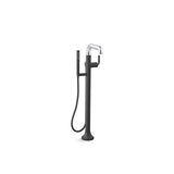 Kohler - ToneE Floor-mount bath filler trim with handshower - Polished Chrome With Matte Black