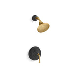 Kohler - ToneE Rite-Temp shower trim kit, 2.5 gpm - Matte Black with Brushed Moderne Brass