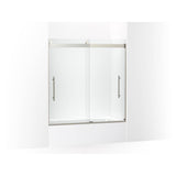 Kohler - Levity Plus Frameless sliding bath door, 61-9/16'' H x 56-5/8 - 59-5/8'' W, with 5/16''-thick Crystal Clear glass - Anodized Brushed Nickel