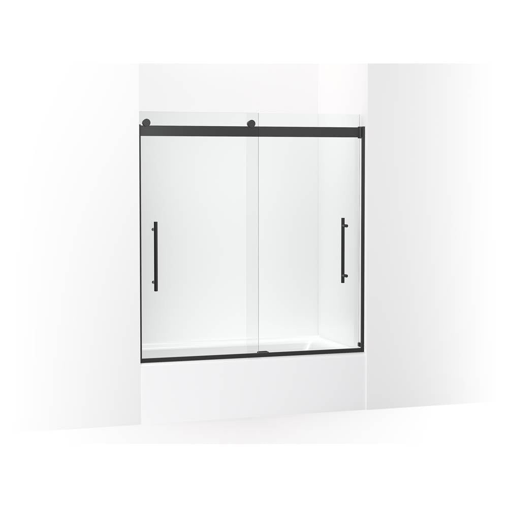 Kohler - Levity Plus Frameless sliding bath door, 61-9/16'' H x 56-5/8 - 59-5/8'' W, with 5/16''-thick Crystal Clear glass - Matte Black