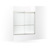 Kohler - Levity Plus Frameless sliding bath door, 61-9/16'' H x 56-5/8 - 59-5/8'' W, with 5/16''-thick Crystal Clear glass - Anodized Brushed Nickel