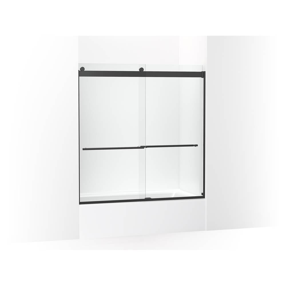 Kohler - Levity Plus Frameless sliding bath door, 61-9/16'' H x 56-5/8 - 59-5/8'' W, with 5/16''-thick Crystal Clear glass - Matte Black