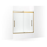 Kohler - Levity Plus Frameless sliding bath door, 61-9/16'' H x 56-5/8 - 59-5/8'' W, with 5/16''-thick Crystal Clear glass - Vibrant Brushed Moderne Brass