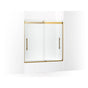 Kohler - Levity Plus Frameless sliding bath door, 61-9/16'' H x 56-5/8 - 59-5/8'' W, with 5/16''-thick Crystal Clear glass - Vibrant Brushed Moderne Brass
