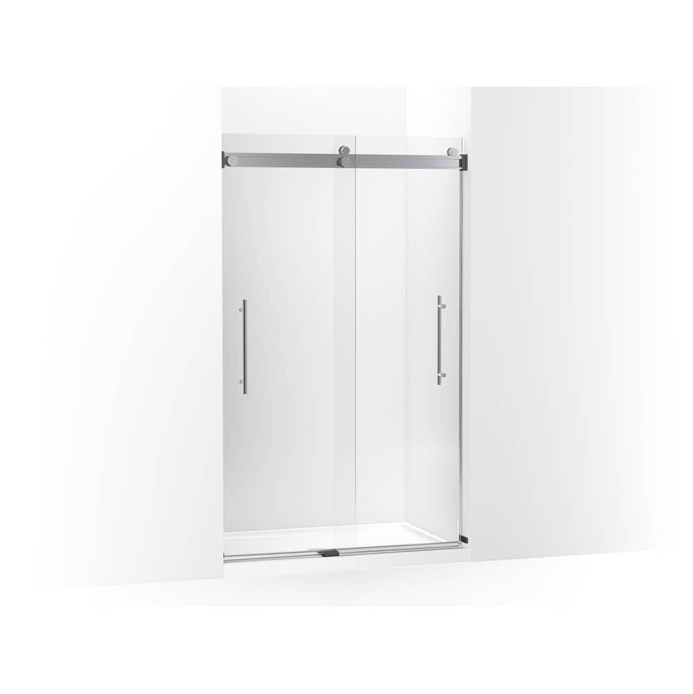 Kohler - Levity Plus Frameless sliding shower door, 77-9/16'' H x 44-5/8 - 47-5/8'' W, with 5/16''-thick Crystal Clear glass - Bright Polished Silver