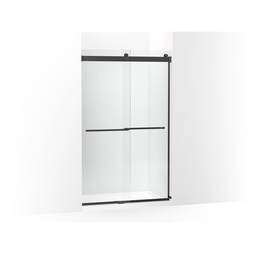 Kohler - Levity Plus Frameless sliding shower door, 77-9/16'' H x 44-5/8 - 47-5/8'' W, with 5/16''-thick Crystal Clear glass - Matte Black