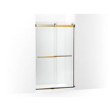 Kohler - Levity Plus Frameless sliding shower door, 77-9/16'' H x 44-5/8 - 47-5/8'' W, with 5/16''-thick Crystal Clear glass - Vibrant Brushed Moderne Brass