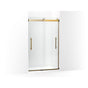 Kohler - Levity Plus Frameless sliding shower door, 77-9/16'' H x 44-5/8 - 47-5/8'' W, with 5/16''-thick Crystal Clear glass - Vibrant Brushed Moderne Brass