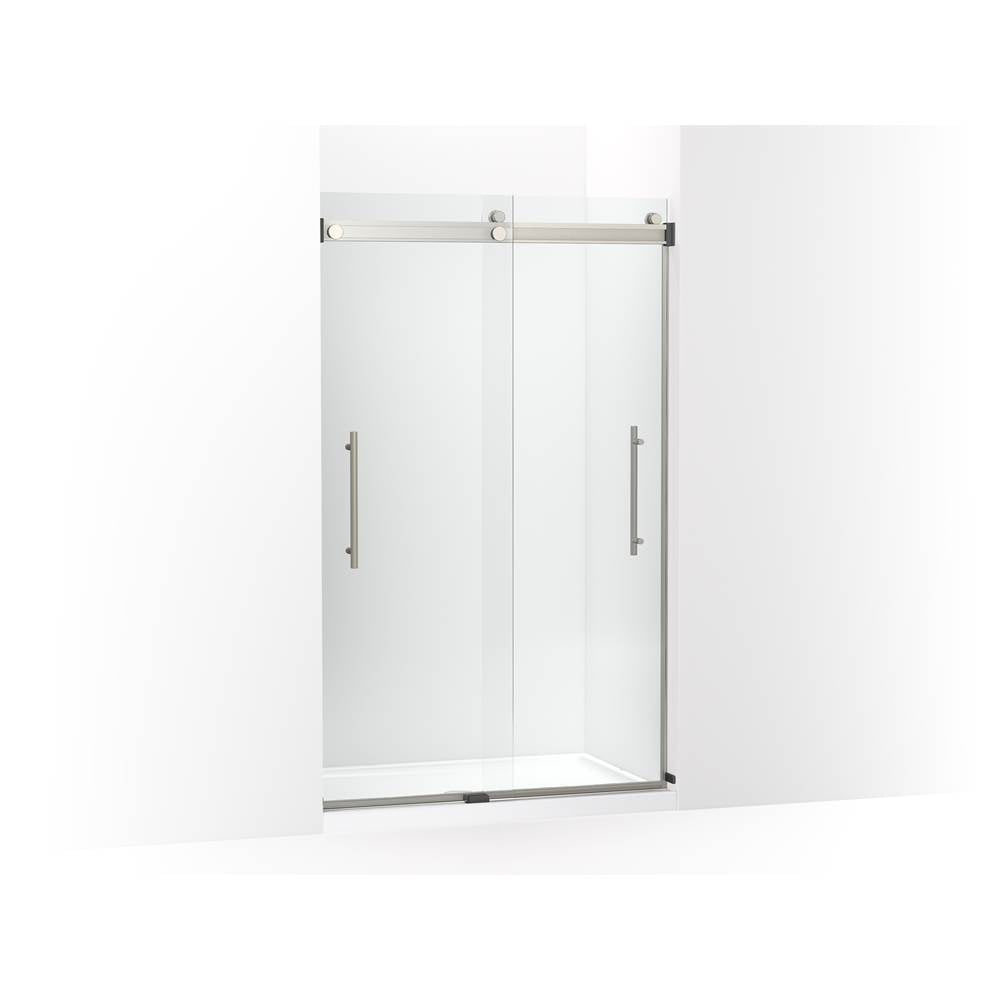 Kohler - Levity Plus Frameless sliding shower door, 77-9/16'' H x 44-5/8 - 47-5/8'' W, with 5/16''-thick Crystal Clear glass - Anodized Brushed Nickel
