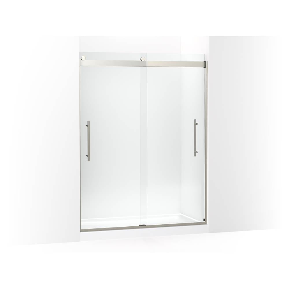 Kohler - Levity Plus Frameless sliding shower door, 77-9/16'' H x 56-5/8 - 59-5/8'' W, with 5/16''-thick Crystal Clear glass - Anodized Brushed Nickel