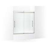 Kohler - Levity Plus Frameless sliding bath door, 61-9/16'' H x 56-5/8 - 59-5/8'' W, with 3/8''-thick Crystal Clear glass - Anodized Brushed Nickel