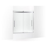 Kohler - Levity Plus Frameless sliding bath door, 61-9/16'' H x 56-5/8 - 59-5/8'' W, with 3/8''-thick Crystal Clear glass - Bright Polished Silver