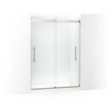 Kohler - Levity Plus Frameless sliding shower door, 81-5/8'' H x 56-5/8 - 59-5/8'' W, with 3/8''-thick Crystal Clear glass - Anodized Brushed Nickel