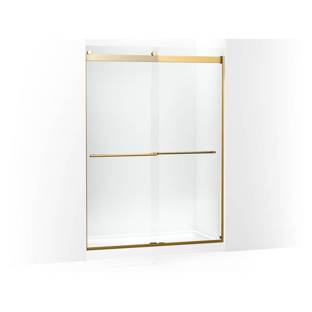 Kohler - Levity Plus 81-5/8'' H sliding shower door with 3/8''-thick glass - Vibrant Brushed Moderne Brass