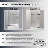 Rely 62-1/2'' H sliding bath door with 3/8''-thick glass