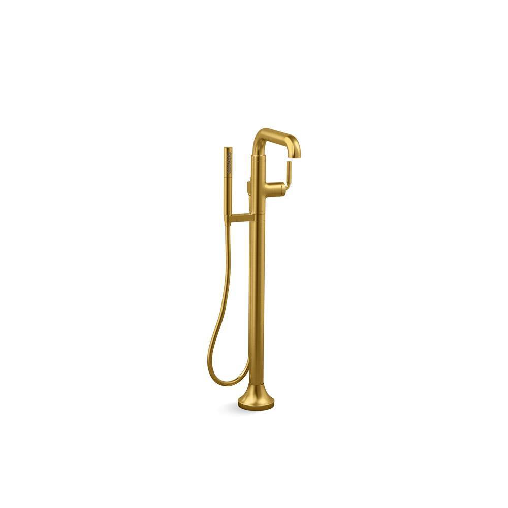 Kohler - ToneE Floor-mount bath filler trim with handshower - Vibrant Brushed Moderne Brass
