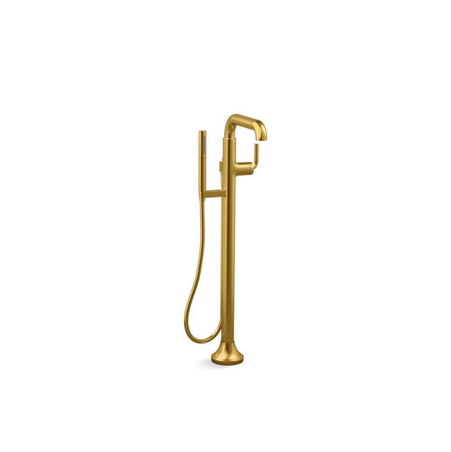 Kohler - ToneE Floor-mount bath filler trim with handshower - Vibrant Brushed Moderne Brass
