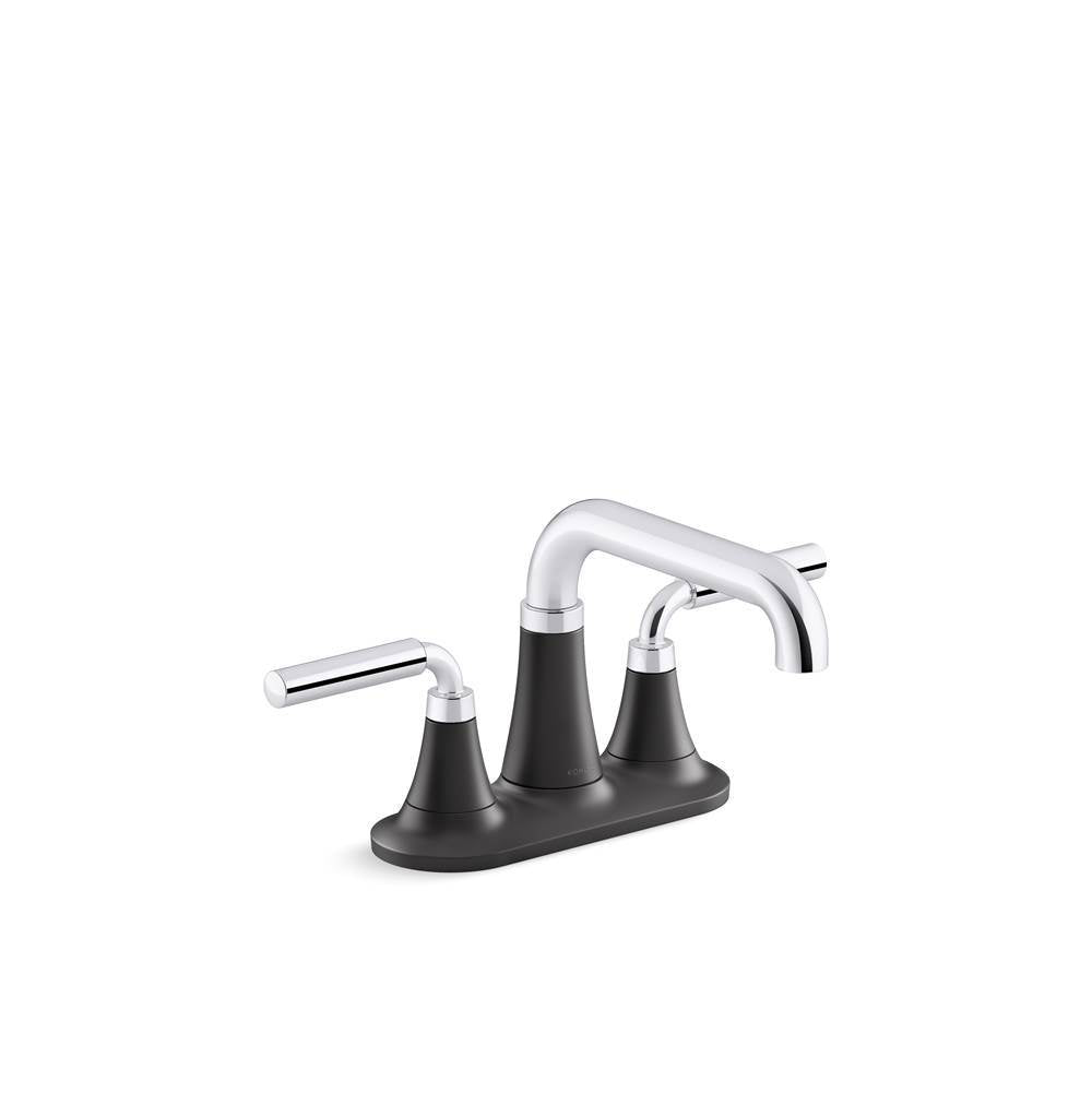 Kohler - ToneE Centerset bathroom sink faucet, 1.0 gpm - Polished Chrome With Matte Black