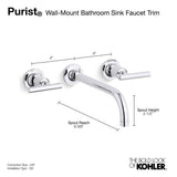 Purist Wall-mount bathroom sink faucet trim with Lever handles, 1.2 gpm