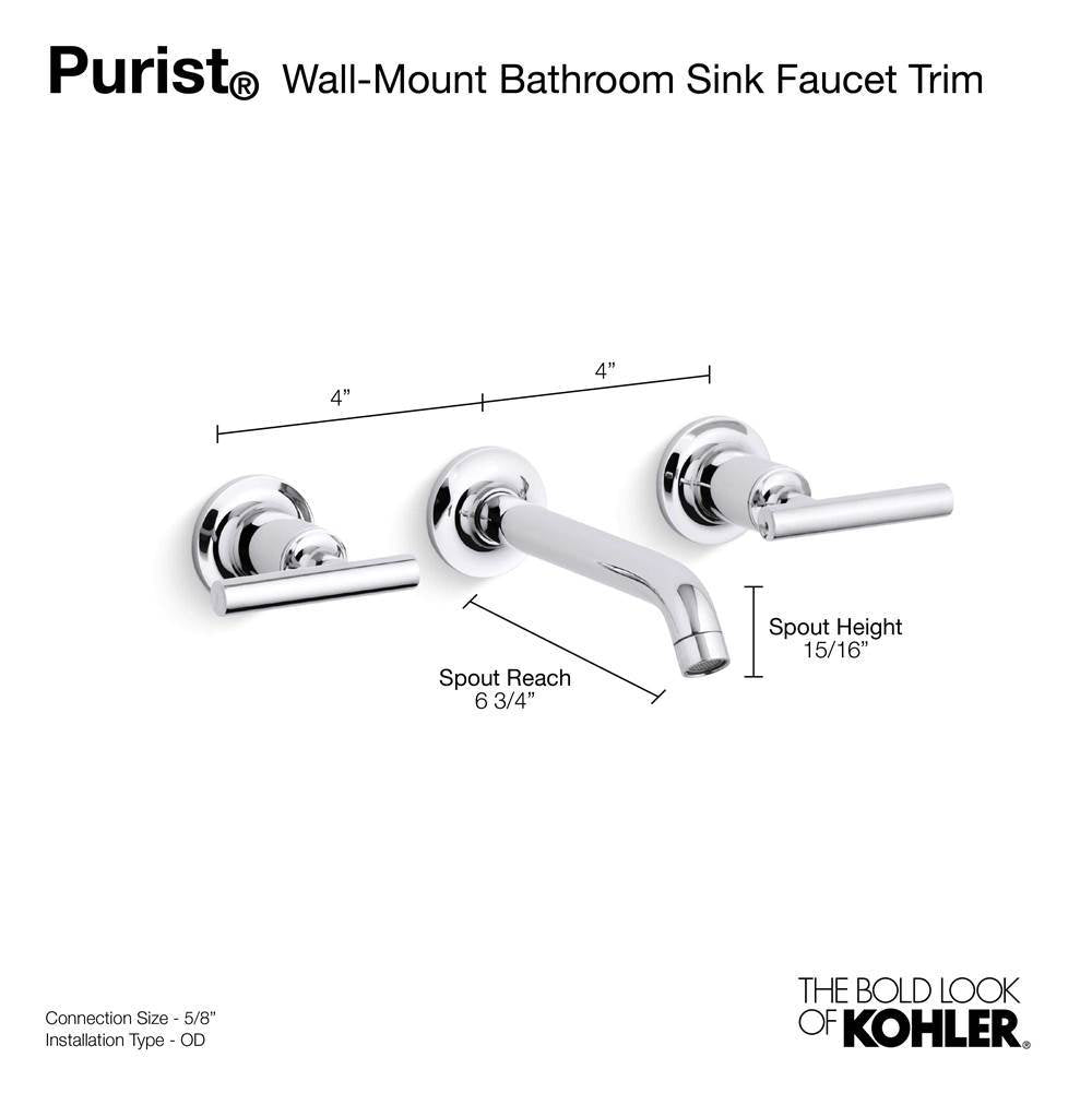Purist Wall-mount bathroom sink faucet trim with Lever handles, 1.2 gpm