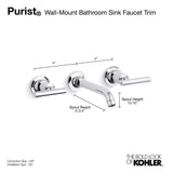 Purist Wall-mount bathroom sink faucet trim with Lever handles, 1.2 gpm